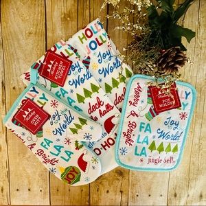 “Holiday Words” 4Pc Holiday Kitchen Set